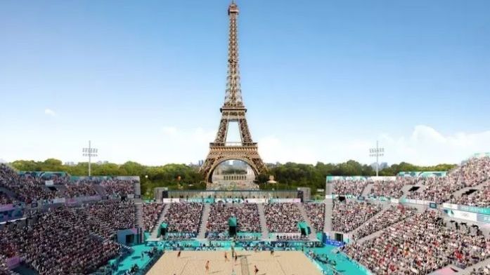 Paris 2024: Estádio Torre Eiffel, Arena de Vôlei de Praia está pronto para os jogos