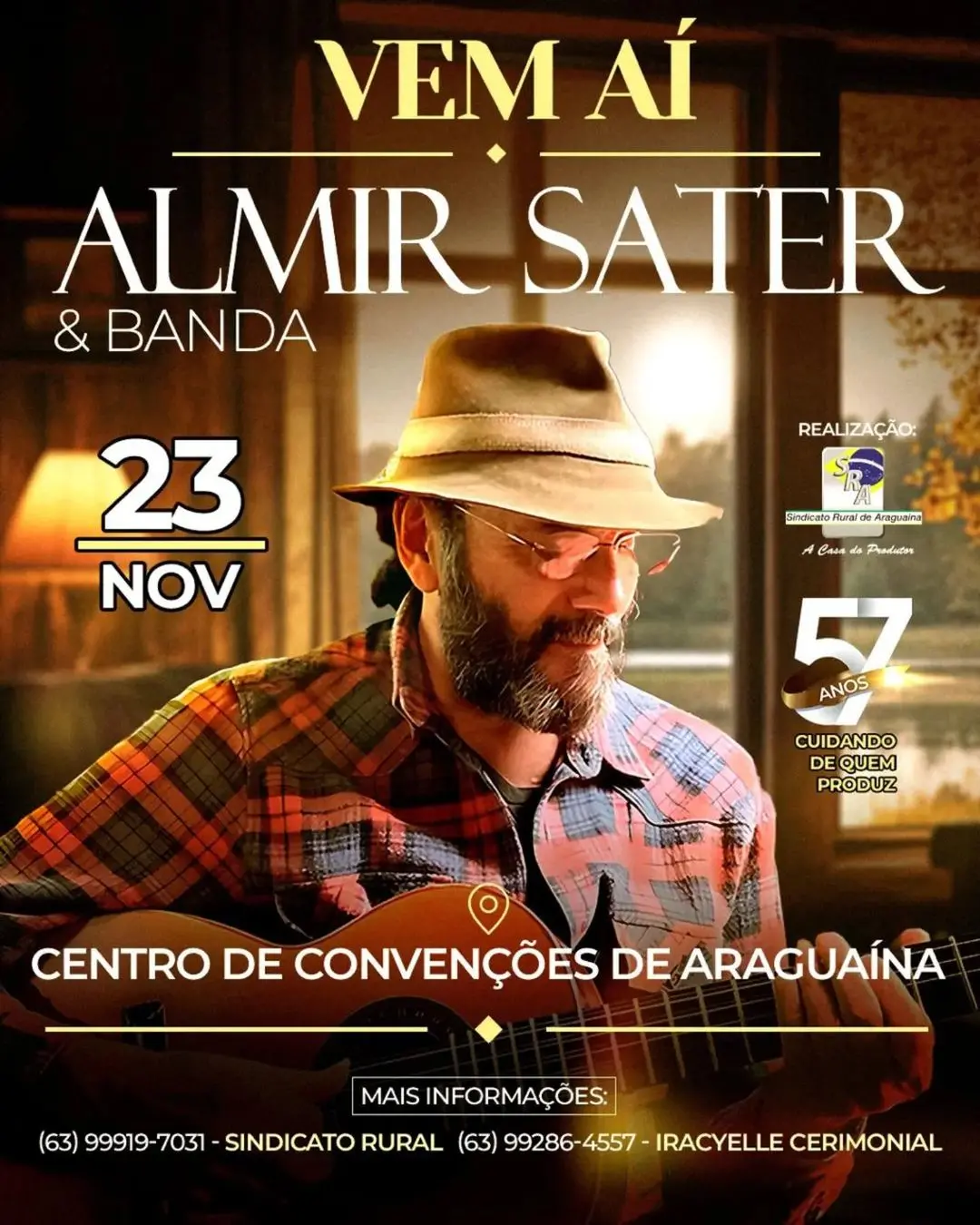 Almir Sater & Banda se apresentam em Araguaína no dia 23 de novembro