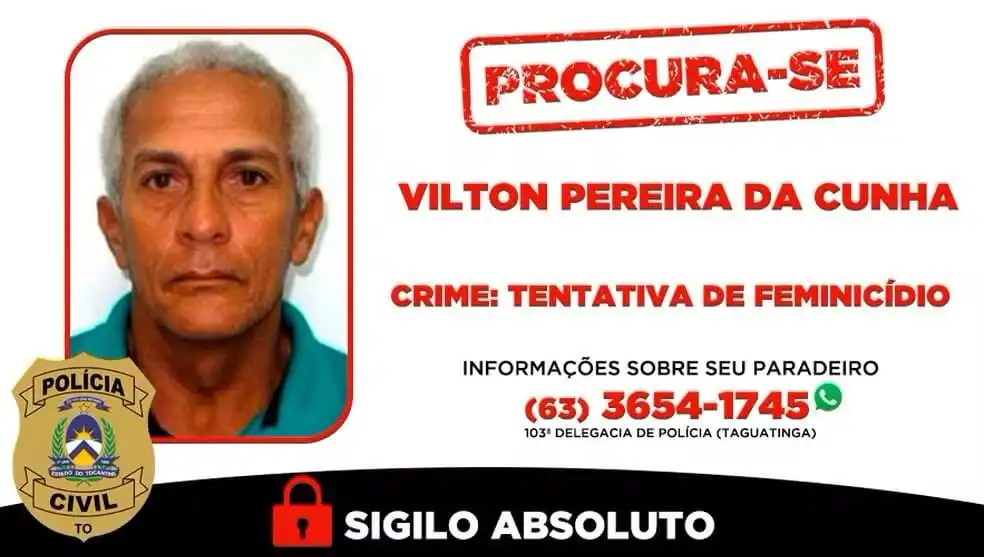 Suspeito de atacar companheira com facadas tem foto divulgada pela polícia em cartaz de procurado